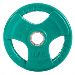 Profi Fit 3 HANDLE 10 кг обрезиненный (с хватами) из каталога дисков для штанги с посадочным диаметром 50 мм. в Нижнем Новгороде по цене 4930 ₽