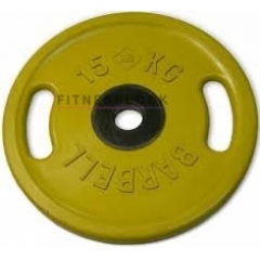 MB Barbell евро-классик с ручками желтый - 50 мм - 15 кг из каталога дисков для штанги с посадочным диаметром 50 мм. в Нижнем Новгороде по цене 14226 ₽