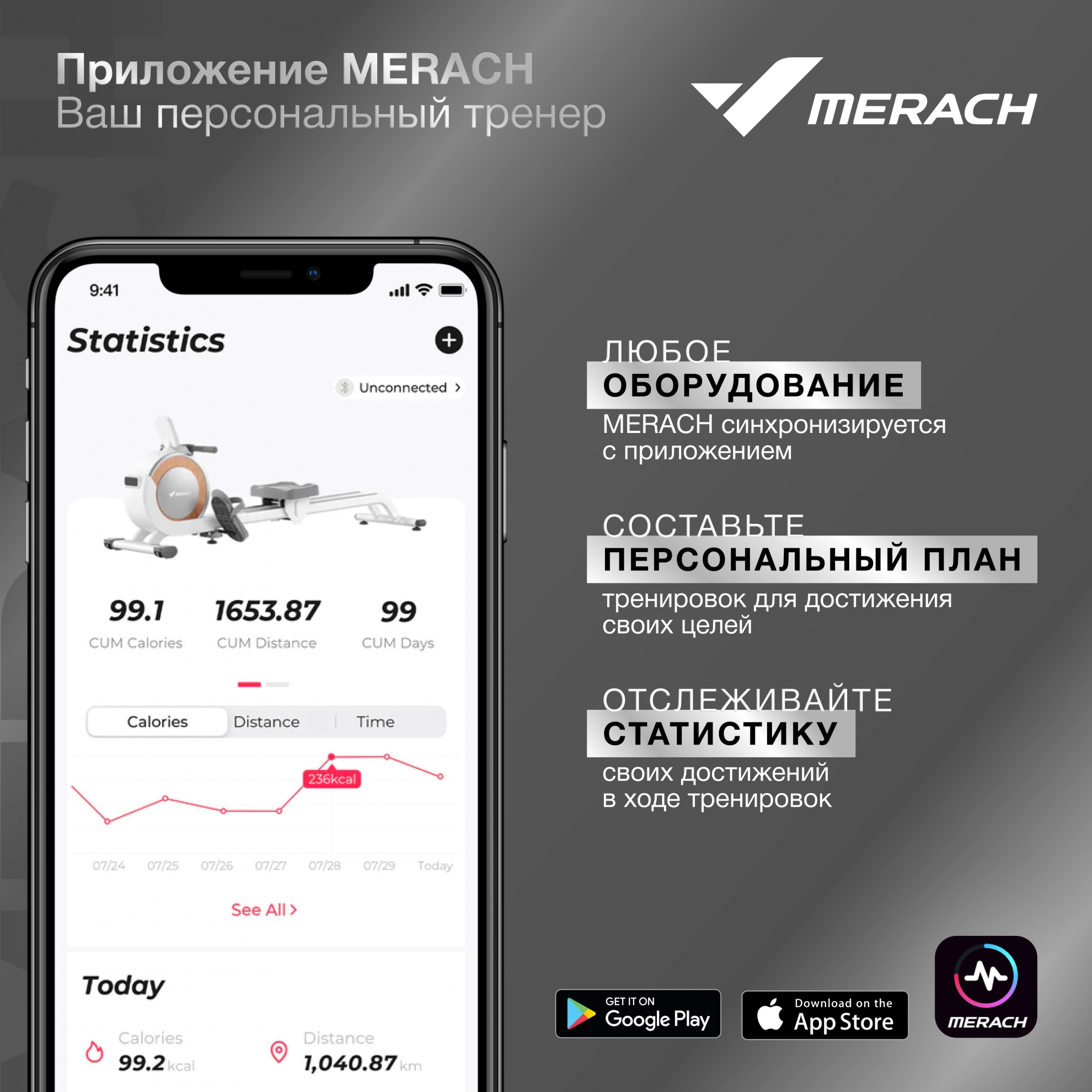 Складной эллиптический тренажер Merach K50